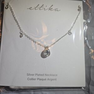 Ettika Silver Necklace with Teardrop Pendant